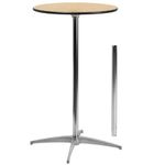 Flash Furniture 24'' Round Wood Cocktail Table with 30'' and 42'' Columns, Steel, Chrome, Birchwood, Natural, 24"