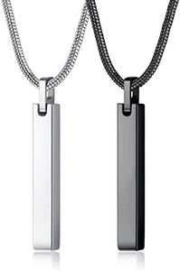 JeweBella 2PCS Collar Barra Colgante de Acero Inoxidable con Cadena de Serpiente, Longitud 61CM, Plata/Negro para Hombres Mujeres Unisex Joyería Regalo