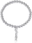 ChicSilver 925 Sterling Silver 5mm Bead Ball Chain Bracelet with Cat Charm Bracelet for Women