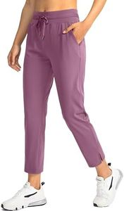 Soothfeel Women's Pants with 4 Pockets 7/8 Stretch High Waisted Sweatpants Travel Athletic Work Golf Pants for Women(Dark Pink, X-Large)