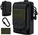 IronSeals Tactical Molle Phone Pouch Multi-Purpose Compact Utility Waist Pouch Holster for iPhone 14 Plus/14 Pro Max/13 Pro Max/12 Pro Max/11 Pro Max/Xs Max, Size L, U.S.A Patch and D-Ring Included