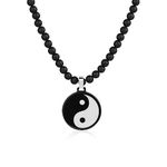 GAVU Yin Yang Jewelry Onyx Healing Crystal Necklace for Men 60cm