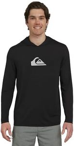 Quiksilver Men's Standard Swimwear Regular Fit UPF 50 Sun Tee Hooded Rash Guard Shirt, Black