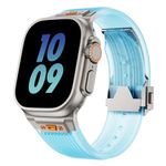 Shesyuki Translucent Sport Watch Band Compatible with Apple Watch Ultra 2 Band 49mm 45mm 44mm 42mm, Luxury Rugged Silicone Rubber Strap with Metal Connector & Folding Clasp for iWatch Ultra Series 9 8 7 6 5 4 3 2