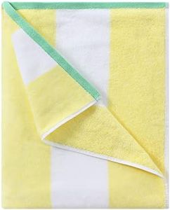 HENBAY Fluffy Oversized Beach Towel - Plush Thick Large 70 x 35 Inch Cotton Pool Towel, Yellow Striped Quick Dry Swimming Cabana Towel