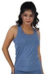 DECISIVE Fitness Back Panel Tank Top Gym Yoga Running for Women & Girls (Small (28" to 30" Bust), Blue-Black)