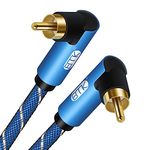 EMK 90 Degree Subwoofer Cable Right Angle RCA to RCA Audio Cable 24K Gold-Plated Digital Coaxial RCA Cord for Home Theater, HDTV, DVD Player, Subwoofer, Hi-Fi Systems(Dual 90 Degree Blue, 1.5Ft/0.5M)