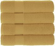 MAURA Basics Performance Bath Towels 100% Turkish Cotton with Hook Loops. Extra Large Luxury Absorbent Plush Towel Sets for Bathroom, Daily Use American Standard Size 27”x54”, Pure Gold