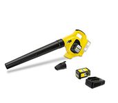 Kärcher Battery Leaf Blower LBL 4 Battery Starter Kit (Battery: 36 V / 2.5 Ah, 36 V Fast Charger, Air Speed: 250 km/h, Blow Pipe, Flat Nozzle with Scratching Edge)
