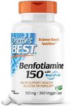 Doctor's Best Benfotiamine, Non-GMO, Vegan, Gluten Free, Soy Free, Helps Maintain Blood Sugar Levels, 150 mg, 360 Veggie Caps