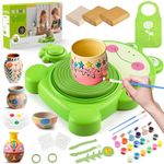 MYDOVA Pottery Wheel for Kids, Complete Pottery Painting Kit Arts and Crafts for Kids Ages 6-12 with 3 Pack Air Dry Clay&Clay Sculpting Tools&Foot Pedal USB Power&Apron, Birthday Christmas Gifts