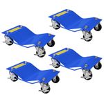 Heavy Duty Car Wheel Dollies 4 Pack, 2700kg Total Capacity Vehicle Positioning Skates, 680kg Per Dolly, Steel Car Skates with 360° Swivel Casters for Moving Cars, Vans, Caravans, Garage Workshop -C