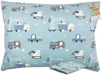 ZPECC Toddler Pillow with Pillowcase - 13x18 Organic Cotton Hypoallergenic Small Kids Travel Pillow for Sleeping Crib Daycare Nursery Stroller (Intended for Age 2 and up) Truck