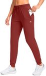 G Gradual Women's Joggers Pants with Zipper Pockets Tapered Running Sweatpants for Women Lounge, Jogging, Savannah Red, Medium