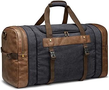 S-ZONE 65L Canvas Duffle Bag Travel Overnight Carry on Weekender Duffel with Shoes Compartment for Men Women