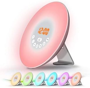 WE Radio Réveil Lumineux Lampe de Chevet Réveil Lumière LED Tactile Contrôle Sunrise, Sunset, Snooze, 6 Sons Naturels, 7 Couleurs, 10 Niveaux de Luminosité pour Bébé Enfant Adult avec Adaptateur