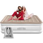Airefina King Inflatable Mattress, Air Bed with Built in Pump, Double Blow up Bed in 3 Mins Self-Inflation, Portable Blow up Mattress, Flocked Surface Airbed for Guest, Home & Camping, -203×152×40cm