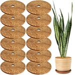 ZeeDix 12 Pcs Coconut Fibers Mulch Ring Tree Protector Mat- 11.8'' Plant Cover Mulch Mat Weed Mats Coco Coir Mulch Ring for Indoor Outdoor Trees, Disc Plant Cover, Flower Pot, Tree Plant Ring Mats