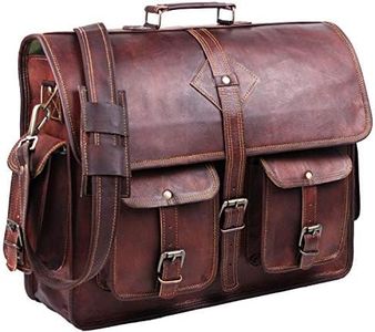 HULSH Vintage Leather Laptop Bag for Men Full Grain Large Leather Messenger bag for men 18 inches with rustic look Best leather briefcase