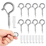 Esteopt Screw-in Hooks, Q-Hanger Hooks, Screw Hooks for Outdoor String Lights Plants, Birdcage, Feeders, Christmas Decor, Mounted on Ceiling or Wall (Silver-8pcs)