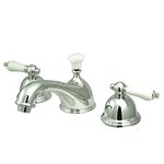 Kingston Brass KS3961PL Restoration Widespread Lavatory Faucet with Porcelain Lever Handle, Polished Chrome