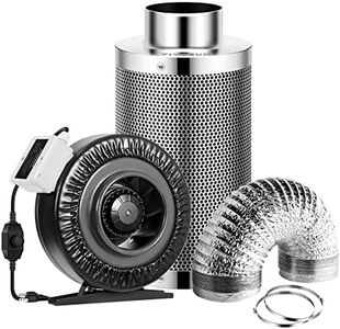 VIVOSUN 6 Inch 440 CFM Inline Fan with Speed Controller, 6 Inch Carbon Filter and 8 Feet of Ducting, Air Filtration Combo for Grow Tent Ventilation