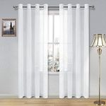 DWCN Sheer Curtains White Voile Curtain Drapes Semi Transparent Grommet White Curtains for Living Room and Bedroom,Each W132cm x D214cm,Set of 2 Panels