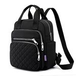 Small Casual Lightweight Backpack for Women, Nylon Hiking Travel Backpack Purse Shoulder Bag Waterproof Daypack for Girls (Black)