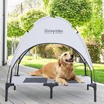 SweetBin S/M/L Outdoor Elevated Dog Cot with Canopy & Side Shade for Camping Small Medium Dogs (Carry Bag), Portable Cooling Raised Dog Bed with and Side for Beach