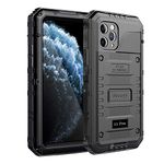 Beeasy iPhone 11 Pro Case Black, Waterproof Shockproof Tough Heavy Duty, with Built-in Screen Protector 360 Degree Full Body Military Protective, Drop Proof Metal Cover for Outdoor Sport