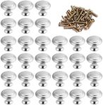 MaYuLa 30Pcs Cabinet Door Knobs Round Mushroom Shape Pull Handle Drawer Knobs Silver Kitchen Cupboard Knobs Chrome with Screws for Bathroom Bedroom Furniture Wardrobe 30MM