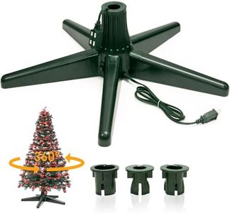 Rotating Christmas Tree Stand, 360 Degree Spinning Christmas Tree Stand for Up to a 7.5Ft, 70 Pound Artificial Christmas Tree,Adjustable Revolving Christmas tree stand for 3 trunk diameters,Dark Green