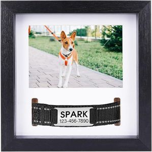 Pet Memorial Picture Frame - Pet Remembrance Photo and Collar Tag – Easy to Setup - Crafted with Wooden Frame and Glass Display, 23x23 cm, Black