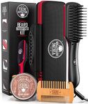 Viking Revolution Beard Straightener For Men - Fast Heating Beard Straightener Brush - Heated Beard Brush For Men - Includes Beard Comb & Beard Balm For Men - Beard Kit