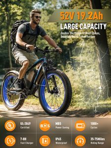 Kojesen V7 Electric Bike for Adults – 26x4.0 Fat Tire, 52V 19.2Ah Battery, 21-Speed, Dual Hydraulic Brakes, 120KM Range