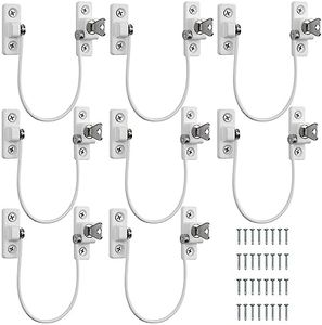 Kamtop 8 Pack Window Restrictor Locks, UPVC Lockable Window Door Locks with Keys, Childproof Cable Restrictor Lock Casement Window Guards Child Safety Anti Theft Window Locks for Home Baby Security