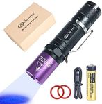 LIGHTFE UV301 395nm UV Flashlight LED Purple Light Identification handheld black UV torch AA battery For Lamp -Spot Scorpions, Pet Urine, Counterfeit Money, Bed Bugs,For resin… (UV301-395nm)