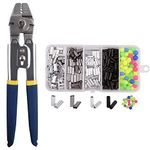 Fishing Crimp Pliers Crimping Tool Kit - 500pcs Crimp Sleeves and Fishing Beads Set Heavy Duty Hand Crimper Plier Set Fishing Wire Leader Rope Crimper Copper Aluminum Double Single Loop Sleeves