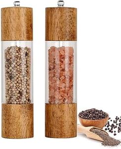 （Pack of 2）Salt and Pepper Grinder Set,Wooden Salt and Pepper Shakers,Adjustable Pepper Grinder and Salt Grinder for Coarse and Fine Grinding,Pepper Mill Grinder-8 Inches (8 Inches)