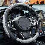 Car Steering Wheel Cover Leather - Soft Microfiber Steering Wheel Cover Universal Size M 37-38cm /14.5-15inch, Anti-slip, Breathable, Gray