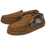 Dunlop Mens Faux Suede Moccasin Slippers - Tan - UK 9