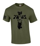 Lion of Judah Cross Mens Christian Short Sleeve T-Shirt Graphic Tee, Military Green, 3X-Large