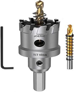 JOERIC Tungsten Carbide Tipped Hole Saw Drill Bit for Hard Metal, 1-7/12 Inch Hole Saw Cutter, for Metal, Stainless Steel, Iron, Wood, Plastic, with Storage Box (40mm)