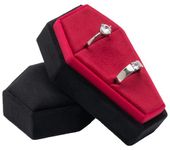 Velvet Coffin Ring Box Case Holder for Gothic Wedding Ceremony,Gothic Jewelry Organizer Decorations (Black and Red)