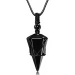 Top Plaza 6 Facet Reiki Healing Crystal Indian Agate Stone Pointed Pendant Necklaces Adjustable Natural Gemstone Necklace Reiki Quartz Jewelry for Women Men