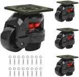 Heavy Duty Leveling Casters,Leveling Machine Casters with Rubber Pad,FM-100F Plate Mounted Retractable Workbench Caster,Leveling Feet Wheels,Loading Capacity 6600 lbs, Pack of 4(Blck-3 INCH)