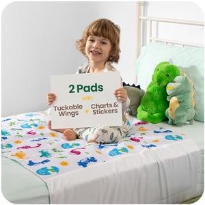 IMPROVIA® Toddler Bed Wetting Pad – 2 Pack 34x36 Waterproof Mattress Protector with Wings – Ultra Absorbent, Fast Drying, Non-Slip Washable Underpad for Kids & Potty Training – Dino Design