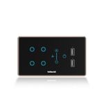 Goldmedal 4 Module I-Touch Wi-Fi 4 Switch + Fan Regulator + 2 USB Port With Glass Plate,Titanium Grey,1_way,Pack Of 1,Suitable For 4 Module Junction Box,No Additional Cover Plate Required,240 Volts