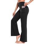 Nebility Bootcut Yoga Pants for Women Flared Leggings with Pocket Bootleg Casual Lounge Pants Work Pants Sweatpants (M, Black)