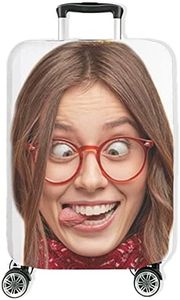 Stylish Personalised Funny Cover for Suitcase with My Photo Protector for Travel Luggage Black Elastic 23"- 26" Photo M [083]